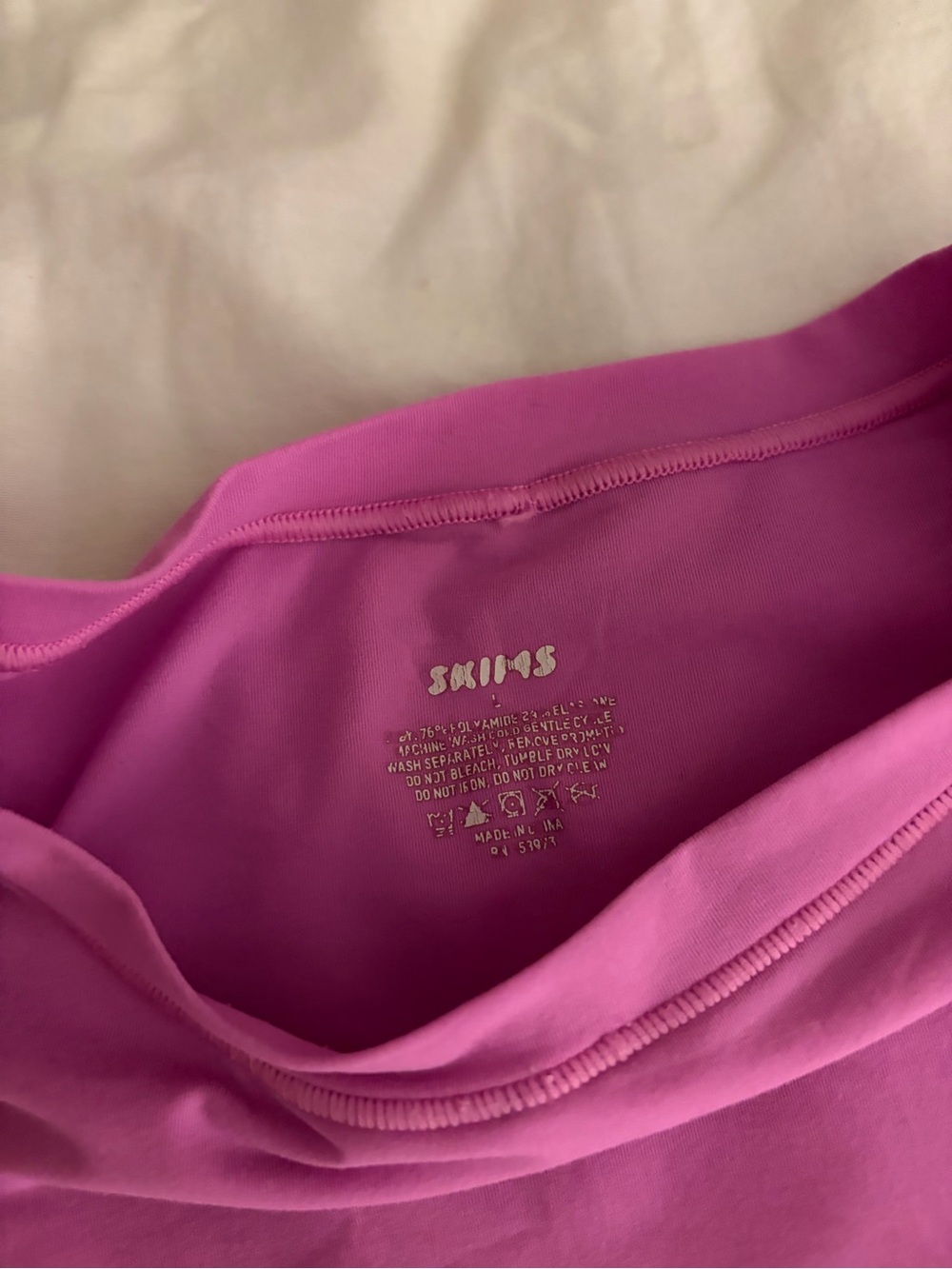 SKIMS Crew Neck Short Sleeve Bodysuit Pink Large - Picture 5 of 5
